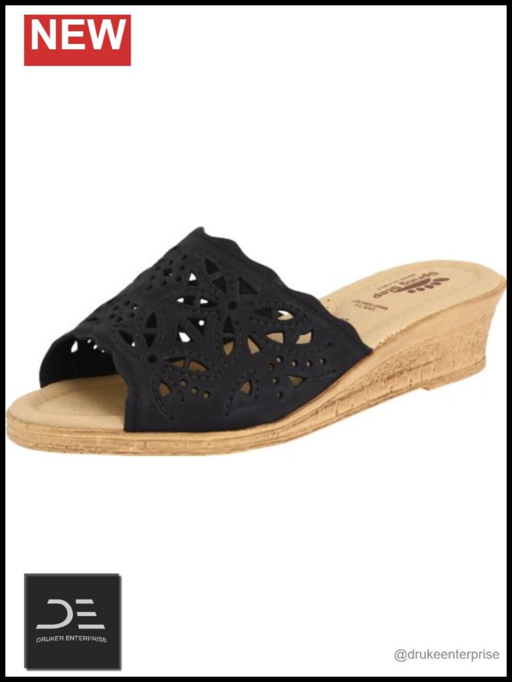 Spring Step Estella Laser-Cut Leather Wedge Sandals Women's Slip-On Comfort